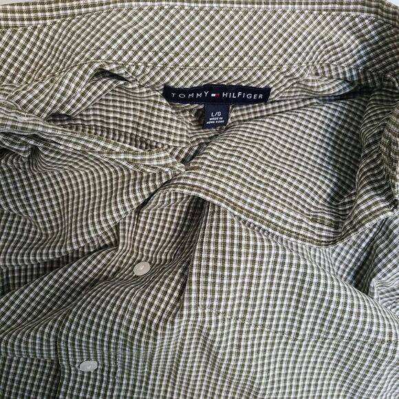 Tommy Hilfiger Green Check Button Down Sz L - Picture 6 of 11